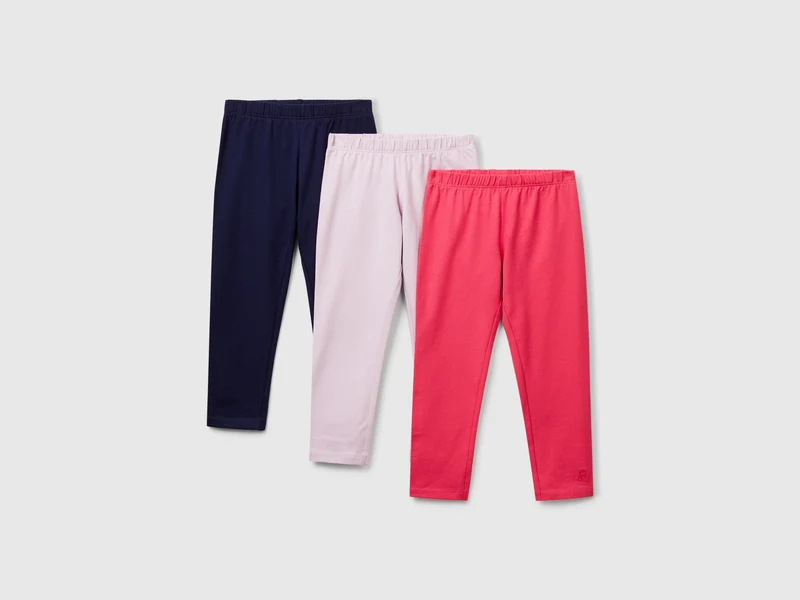 Drei Leggings aus elastischer Baumwolle
