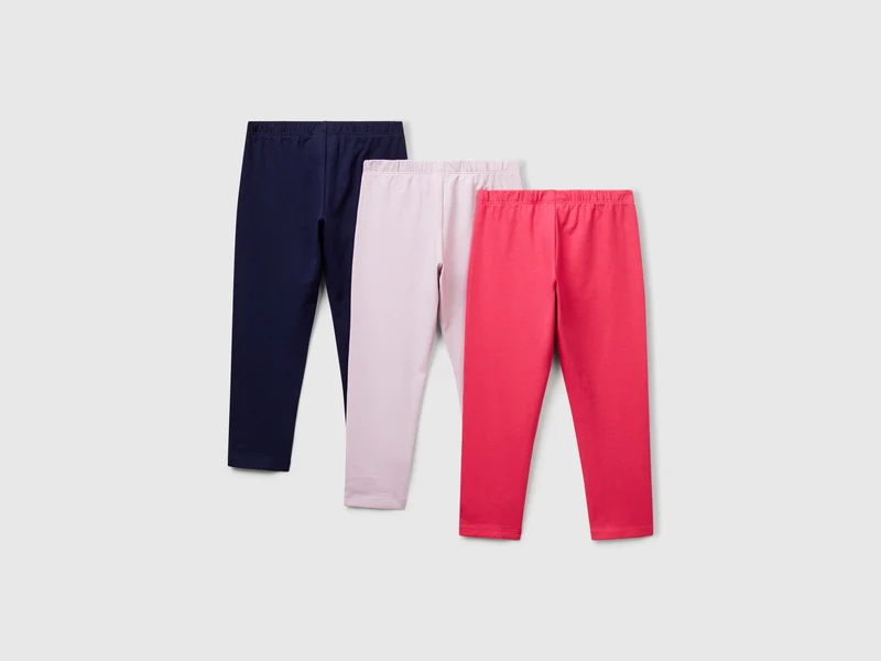 Drei Leggings aus elastischer Baumwolle