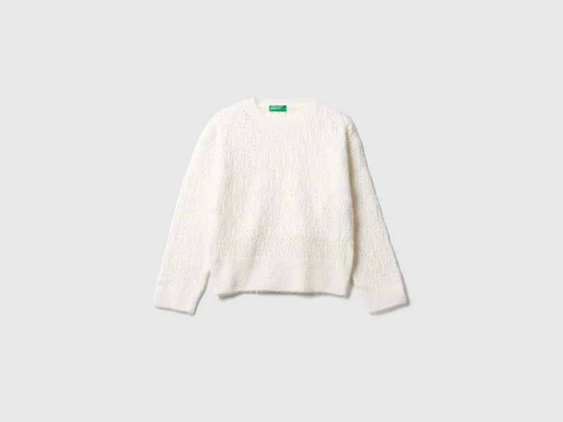 Pullover aus einer Baumwollmischung mit Lochmuster