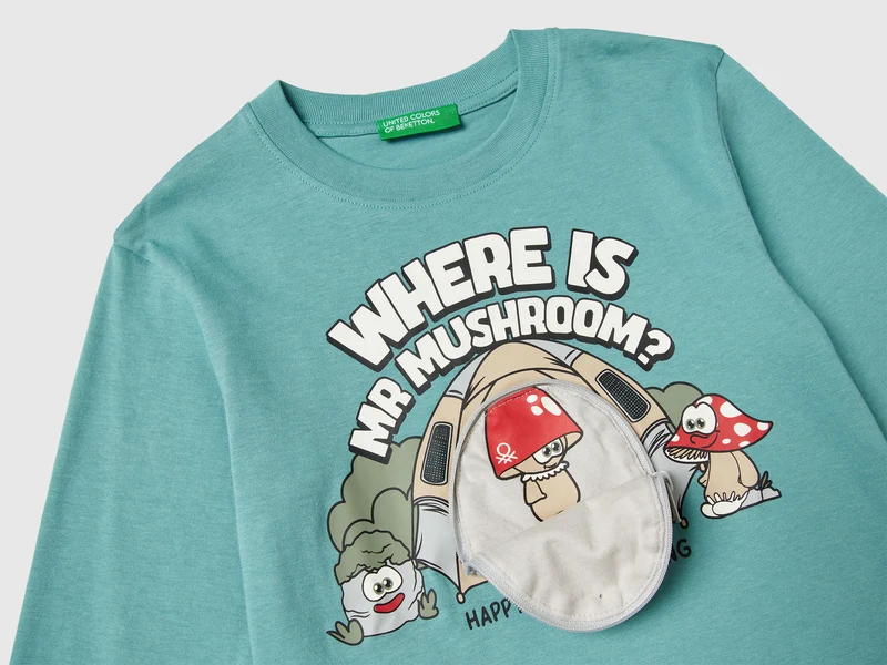T-Shirt mit Print und Applikation