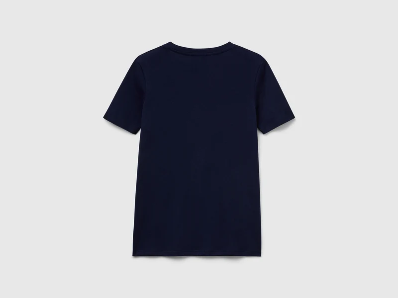 T-Shirt aus reiner Baumwolle mit V-Ausschnitt