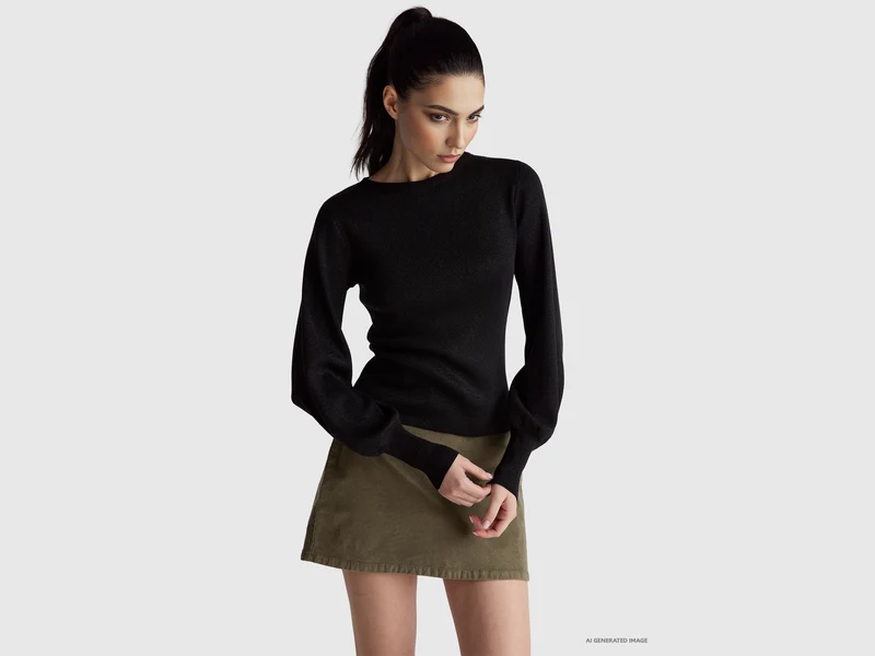 Pullover mit Gürtel und Lurex