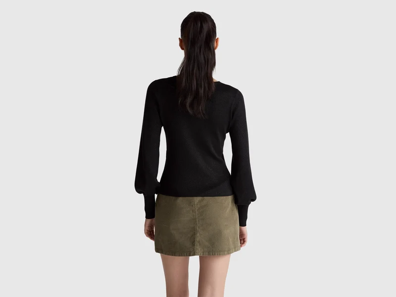 Pullover mit Gürtel und Lurex