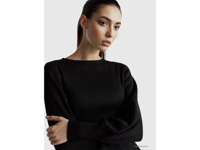 Pullover mit Gürtel und Lurex