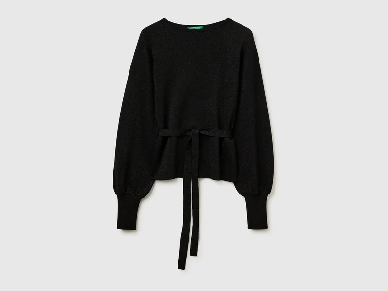 Pullover mit Gürtel und Lurex