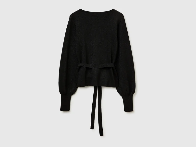 Pullover mit Gürtel und Lurex