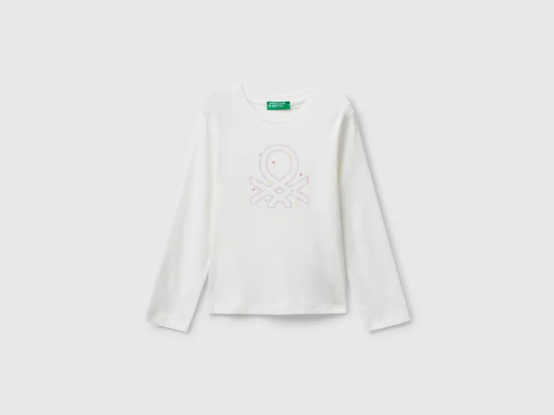 Baumwoll-T-Shirt mit Glitzer-Logo