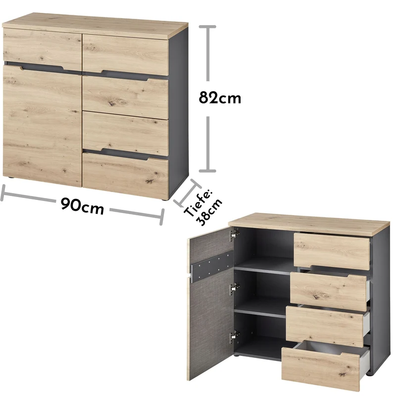 Kommode MEMPHIS GH25 1-türig Artisan Eiche Graphit Nachbildung
