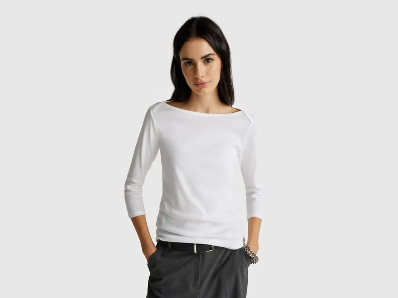 T-Shirt mit U-Boot-Ausschnitt