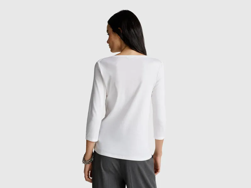 T-Shirt mit U-Boot-Ausschnitt