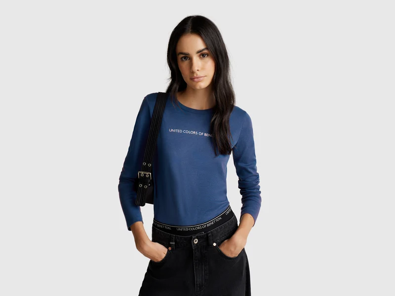 Langarm-T-Shirt aus 100 % Baumwolle