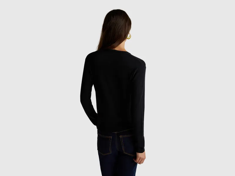 Pullover mit V-Ausschnitt aus reiner Baumwolle