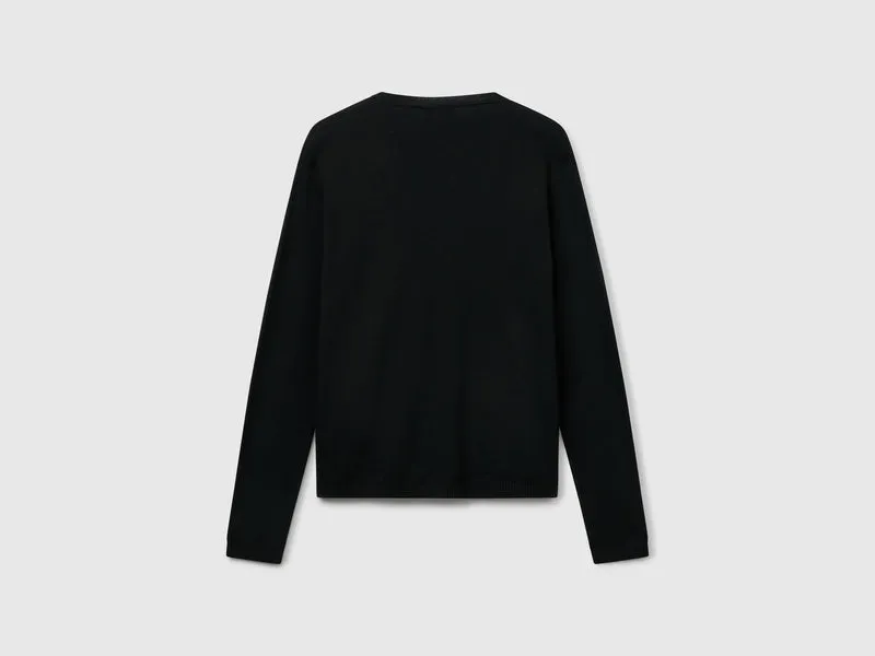 Pullover mit V-Ausschnitt aus reiner Baumwolle