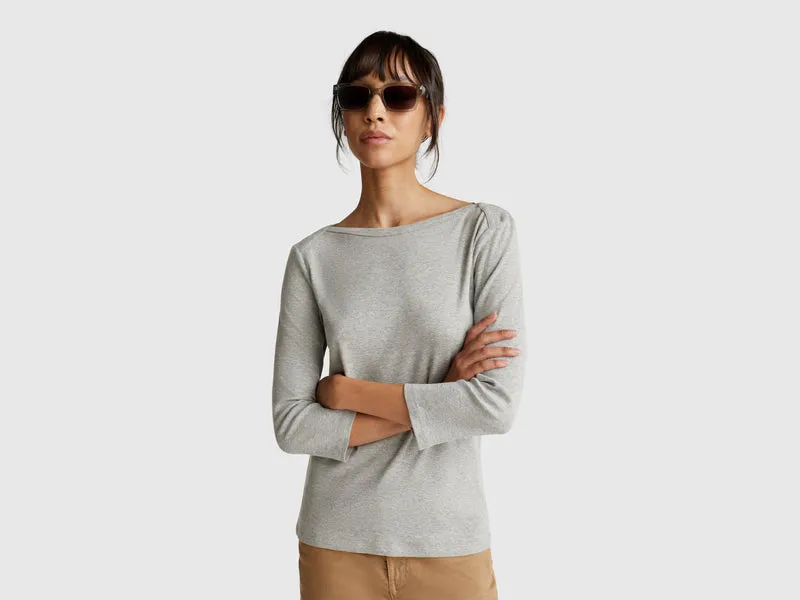 T-Shirt mit U-Boot-Ausschnitt