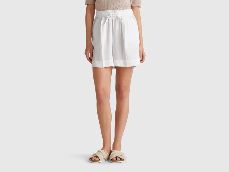 Shorts aus reinem Leinen mit Kordelzug