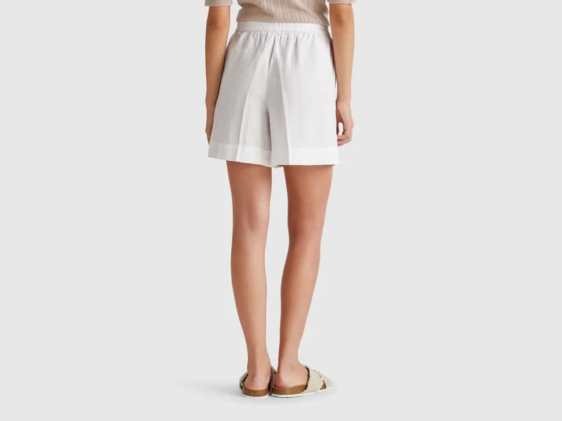 Shorts aus reinem Leinen mit Kordelzug