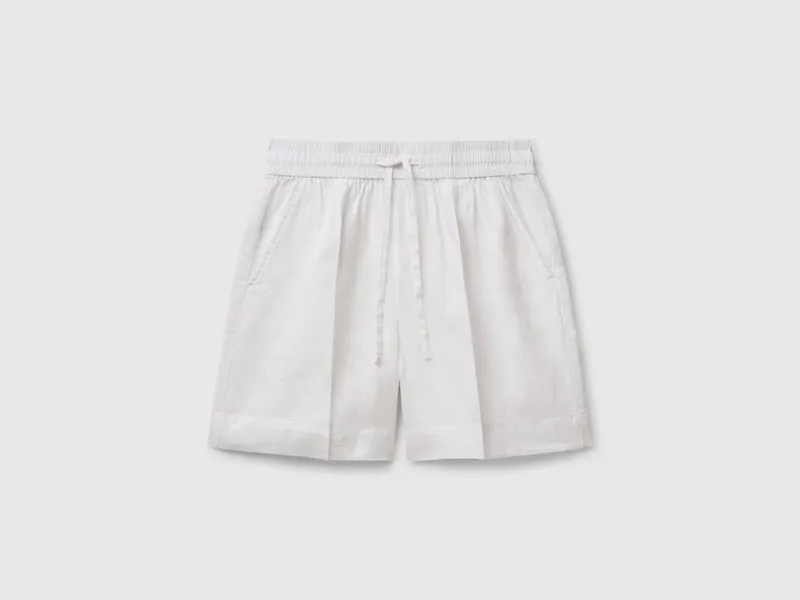 Shorts aus reinem Leinen mit Kordelzug