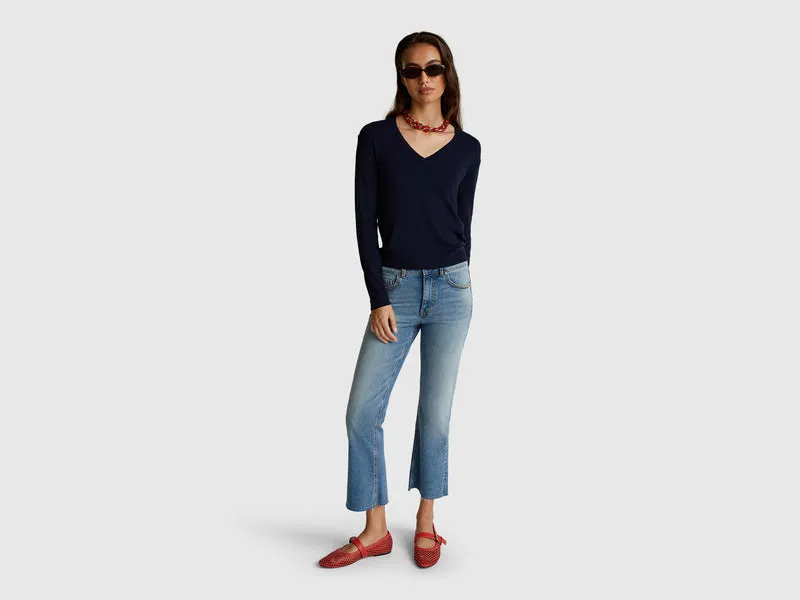 Pullover mit V-Ausschnitt aus reiner Baumwolle