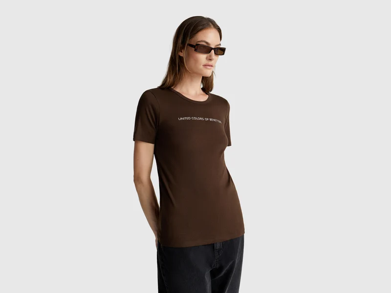 T-Shirt aus 100 % Baumwolle mit Glitzer-Logo-Print