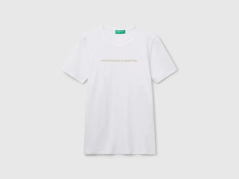 T-Shirt aus 100 % Baumwolle mit Glitzer-Logo-Print