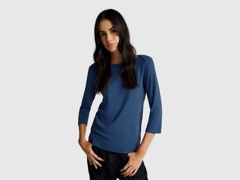T-Shirt mit U-Boot-Ausschnitt