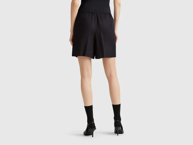 Shorts aus reinem Leinen mit Kordelzug