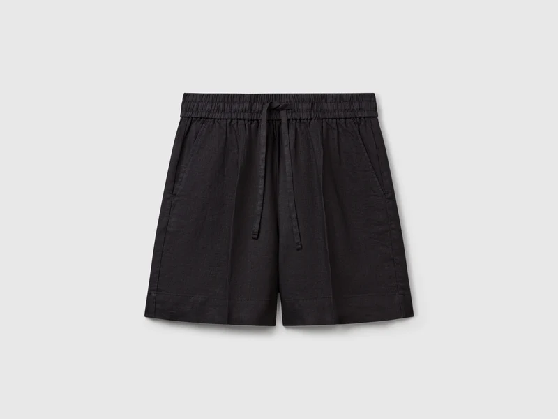 Shorts aus reinem Leinen mit Kordelzug