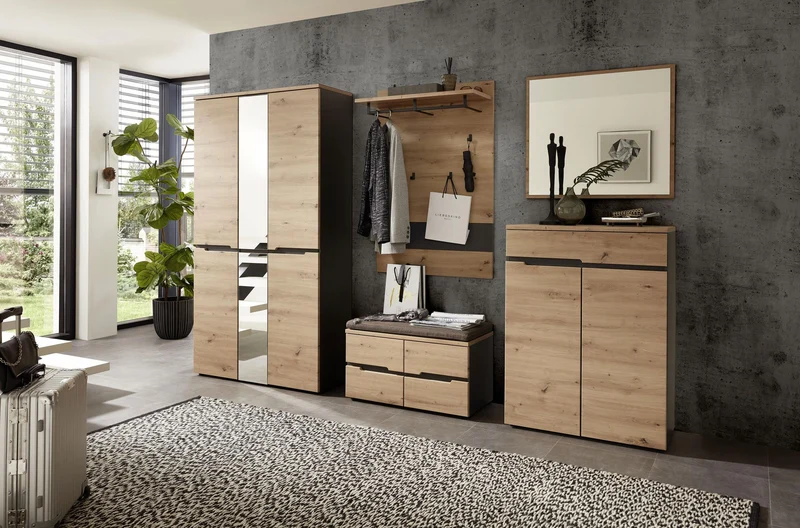 Schuhschrank MEMPHIS 2-türig Artisan Eiche Graphit Nachbildung