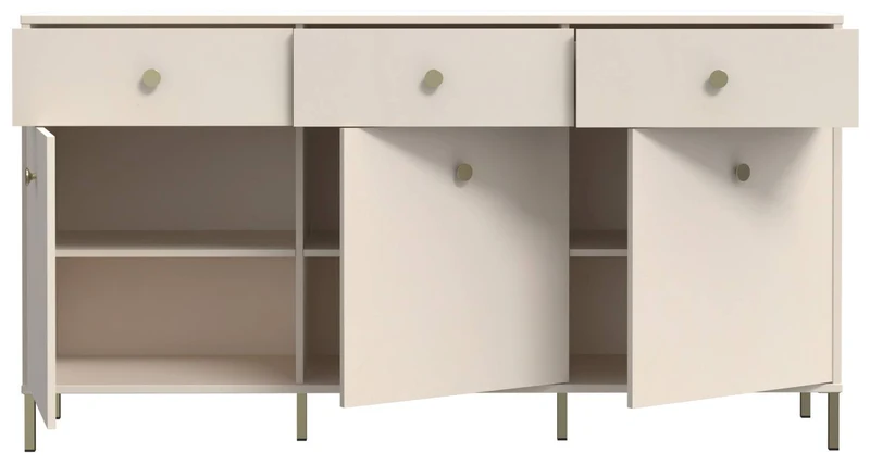 Sideboard SALVATRICE in Sand-Optik mit 3 Türen 3 Schubladen, von Forte