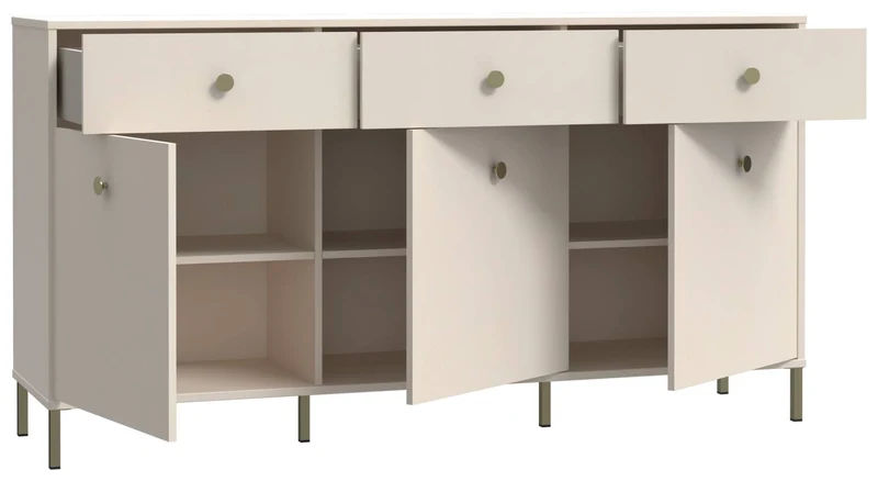 Sideboard SALVATRICE in Sand-Optik mit 3 Türen 3 Schubladen, von Forte