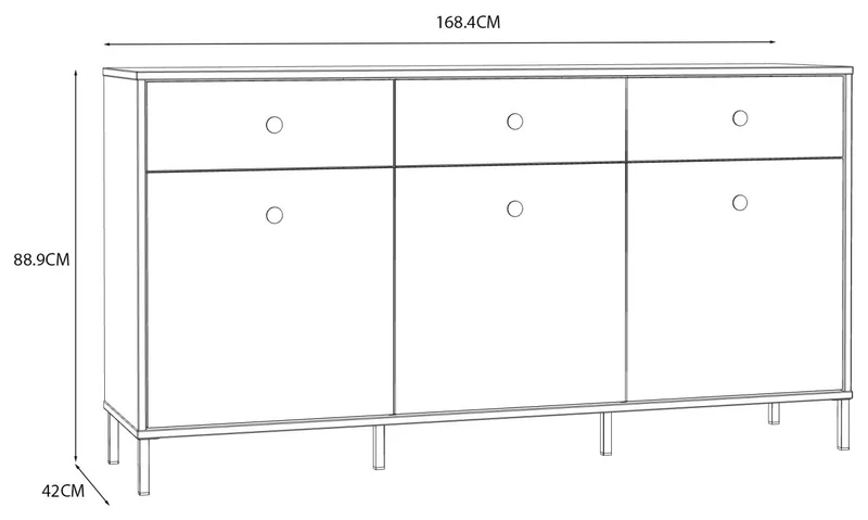 Sideboard SALVATRICE in Sand-Optik mit 3 Türen 3 Schubladen, von Forte