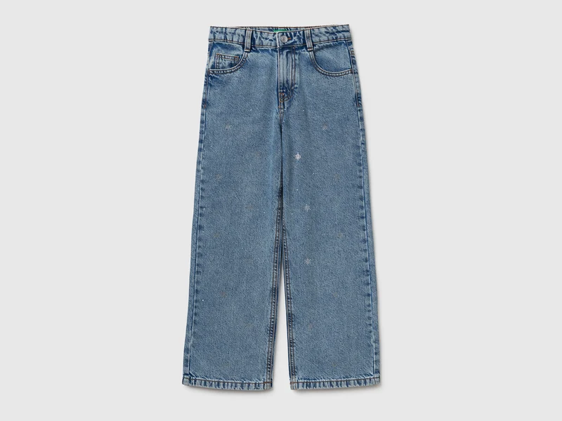 Gerade Jeans mit Strasssteinen