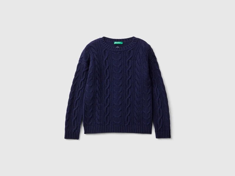 Zopfmusterpullover aus Wollmischung