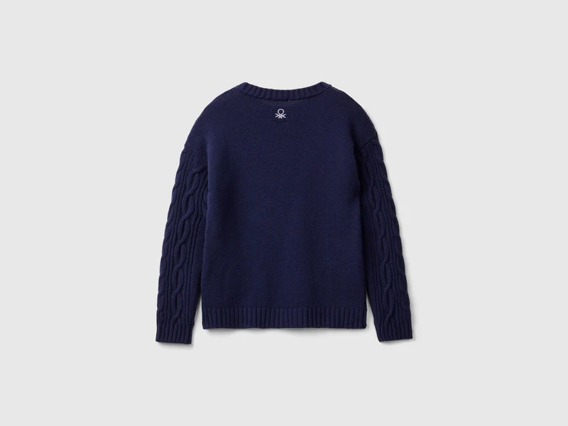 Zopfmusterpullover aus Wollmischung