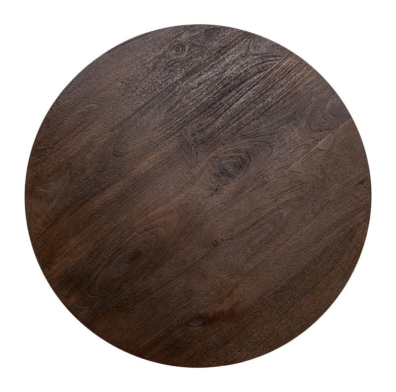 Bistro-Tisch Revelin dunkelbraun Ø75 cm, Mangoholz & goldenes Gestell