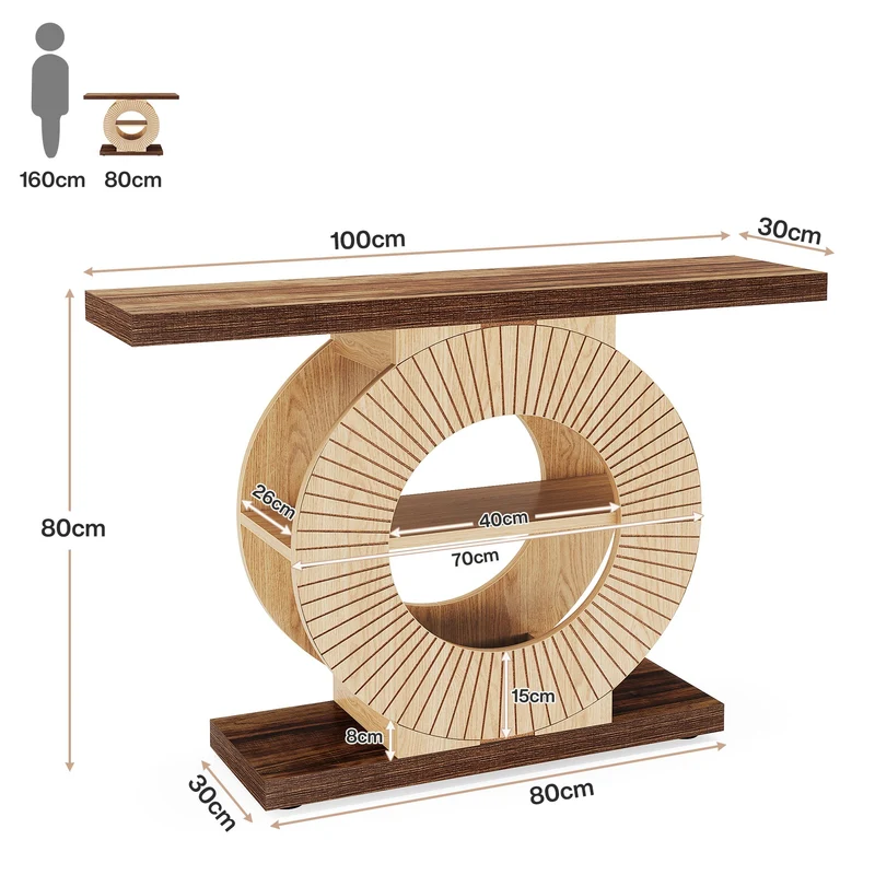 100cm Konsolentisch, eleganter Sofatisch, Flurtisch aus Holz