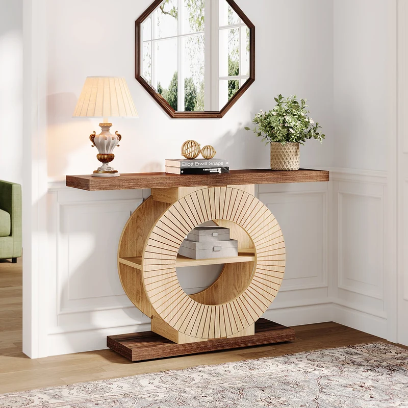 100cm Konsolentisch, eleganter Sofatisch, Flurtisch aus Holz