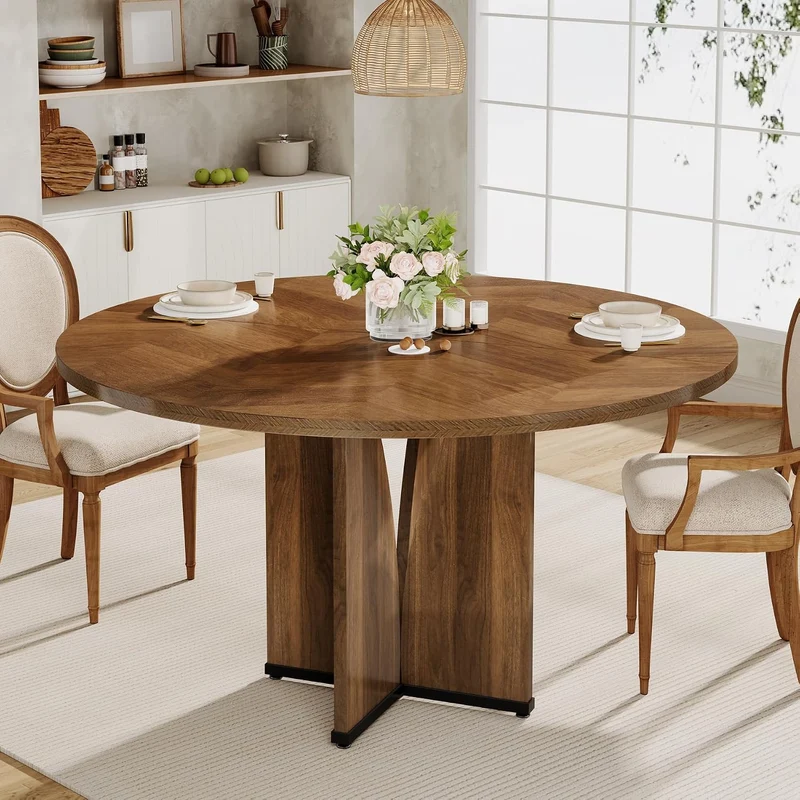 100 cm runder Esstisch aus Holz, Küchentisch im Landhausstil für 4 Personen