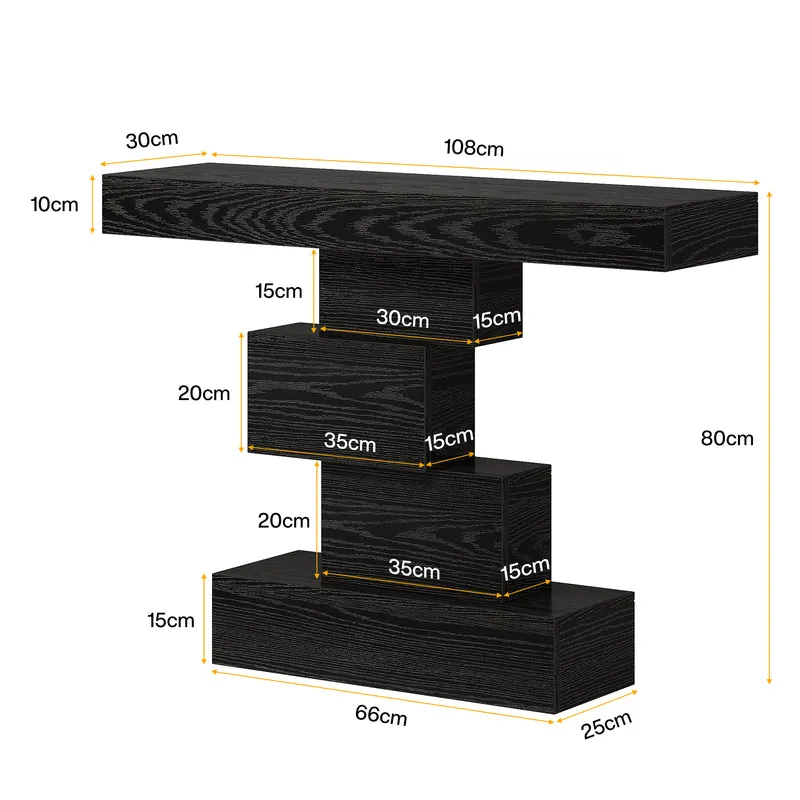 108cm Konsolentisch, Holzsofatisch, Akzenttisch mit geometrischem Sockel
