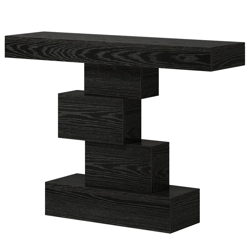 108cm Konsolentisch, Holzsofatisch, Akzenttisch mit geometrischem Sockel