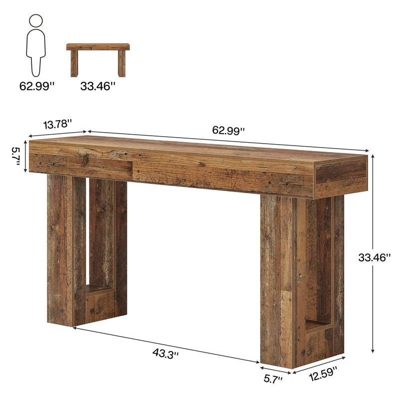 160 cm Konsolentisch, Bauernhaus Sofatisch Eingangstisch
