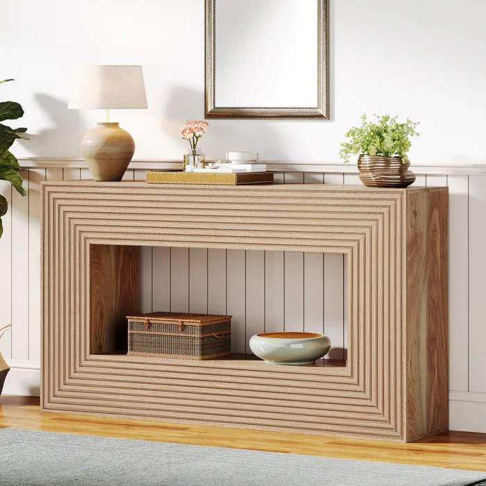 150 cm Konsolentisch, Bauernhaus-Sofatisch, Flurtisch mit Stauraum