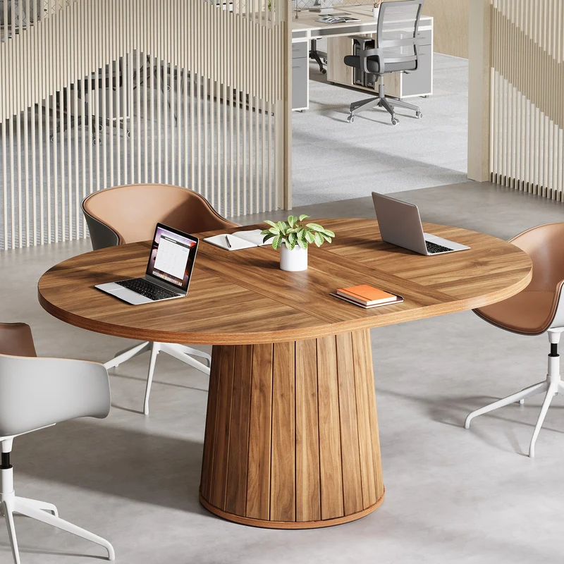 140cm ovaler Besprechungstisch, Konferenztisch aus Holz für 6 Personen