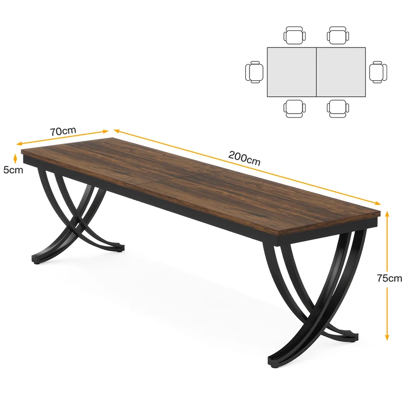 200 cm Doppelter Langer Schreibtisch, Schreibtisch, Computertisch, für Home Office