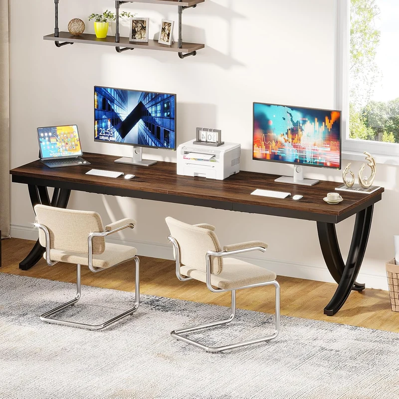 200 cm Doppelter Langer Schreibtisch, Schreibtisch, Computertisch, für Home Office