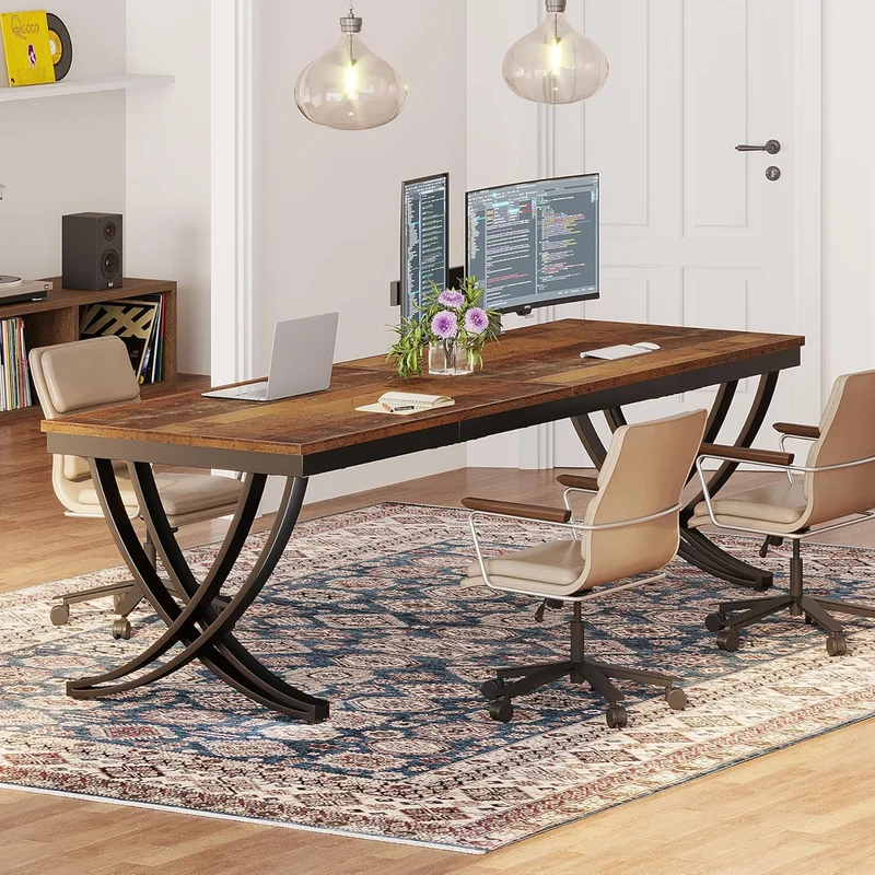 200 cm Doppelter Langer Schreibtisch, Schreibtisch, Computertisch, für Home Office
