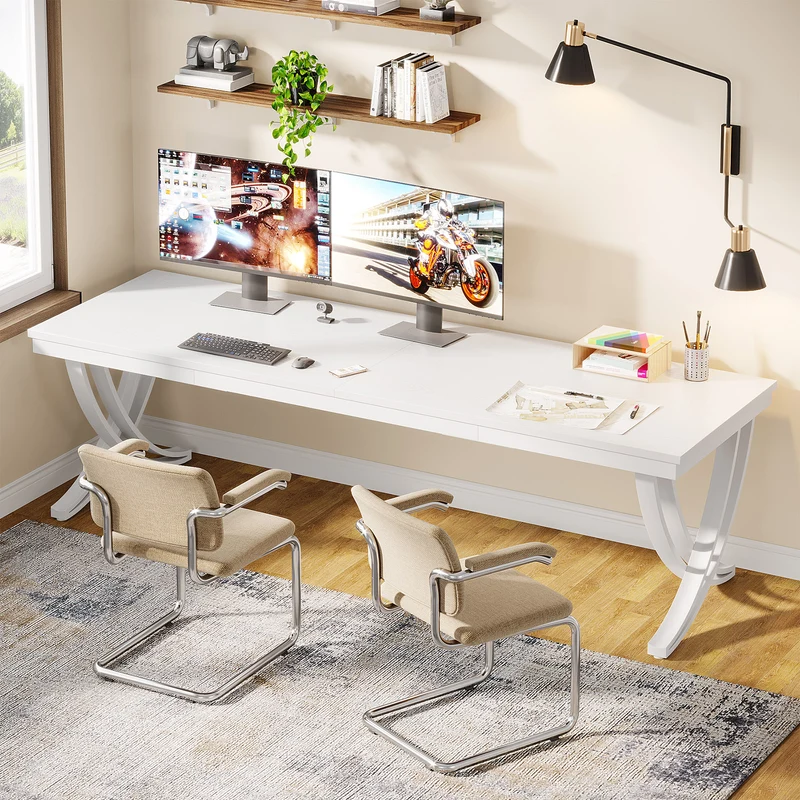 200 cm Doppelter Langer Schreibtisch, Schreibtisch, Computertisch, für Home Office