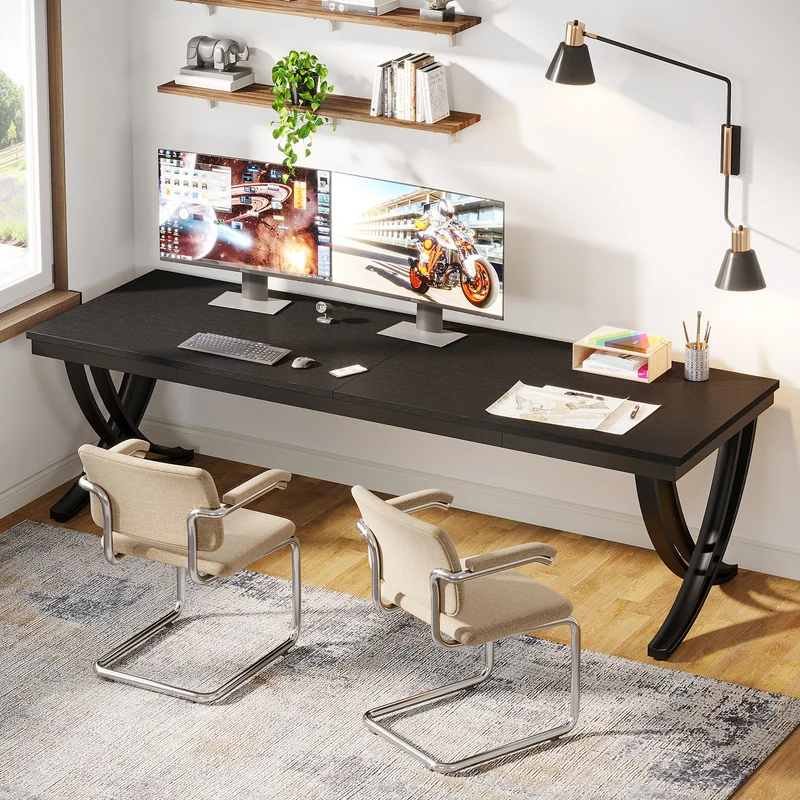 200 cm Doppelter Langer Schreibtisch, Schreibtisch, Computertisch, für Home Office