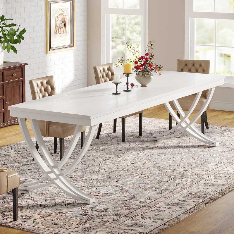 6-8 Personen industriell-Design Esstisch, 200 cm Tisch Wohnzimmer, rechteckiger Küchentisch