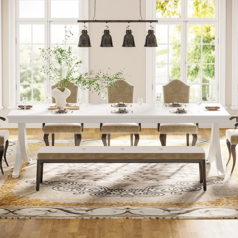 6-8 Personen industriell-Design Esstisch, 200 cm Tisch Wohnzimmer, rechteckiger Küchentisch